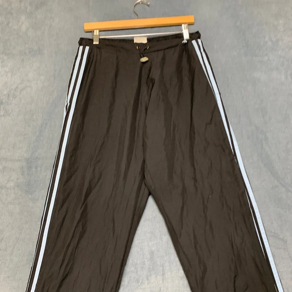 Adidas Track Pants Mens Large Black Logo Elastic Waist Performance Activewear